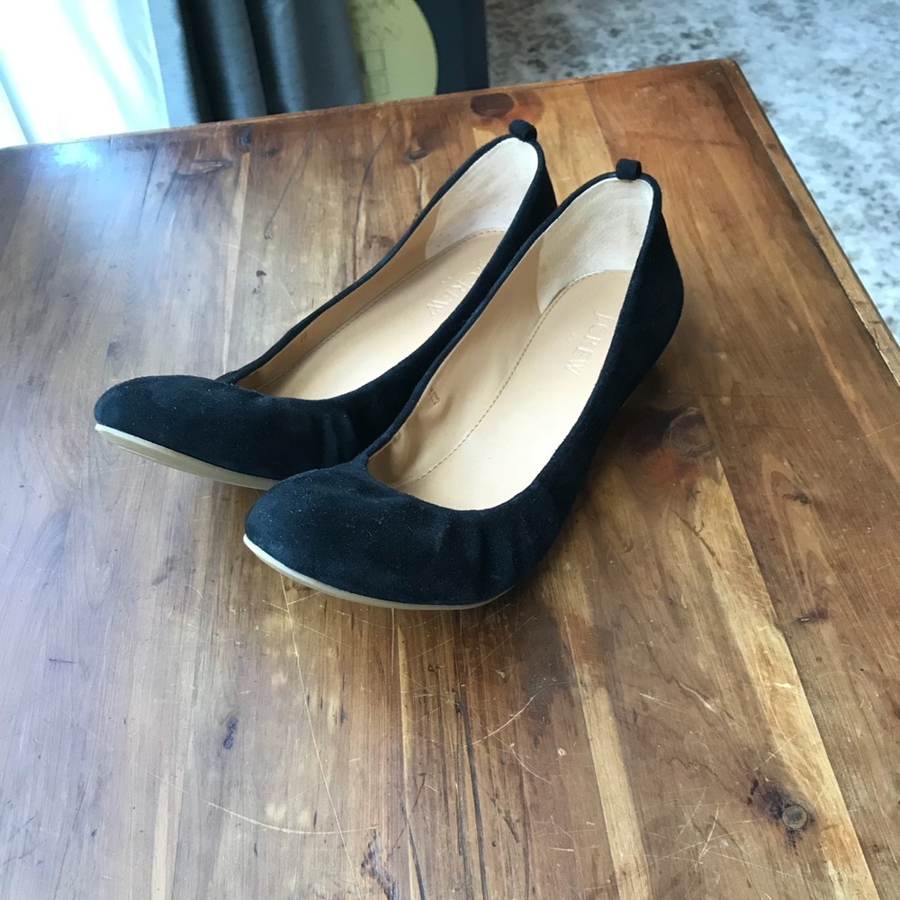 Black Suede Flats - Like New Size 7.5